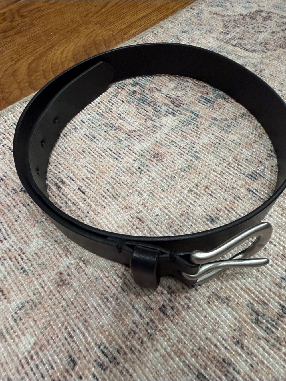 GAP- Boys Large Black Leather Belt with Brushed Silver Buckle